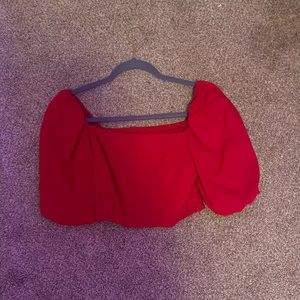 Francesca’s puffy sleeve red crop top